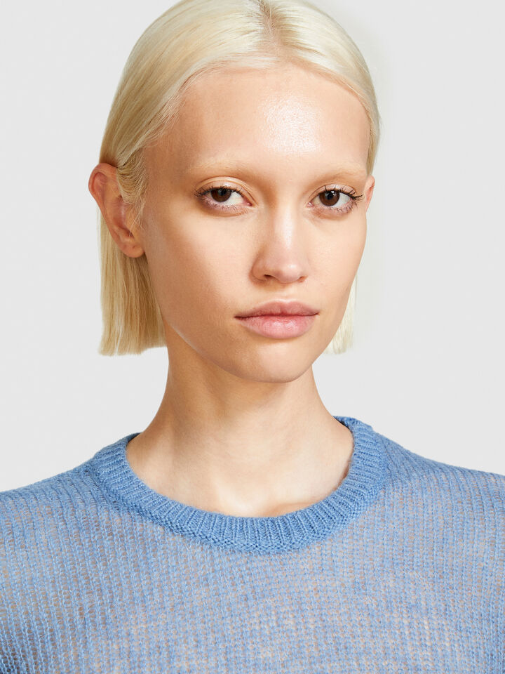 Alpaca blend sweater - women's crew neck sweaters - Light Blue | Sisley image number 5